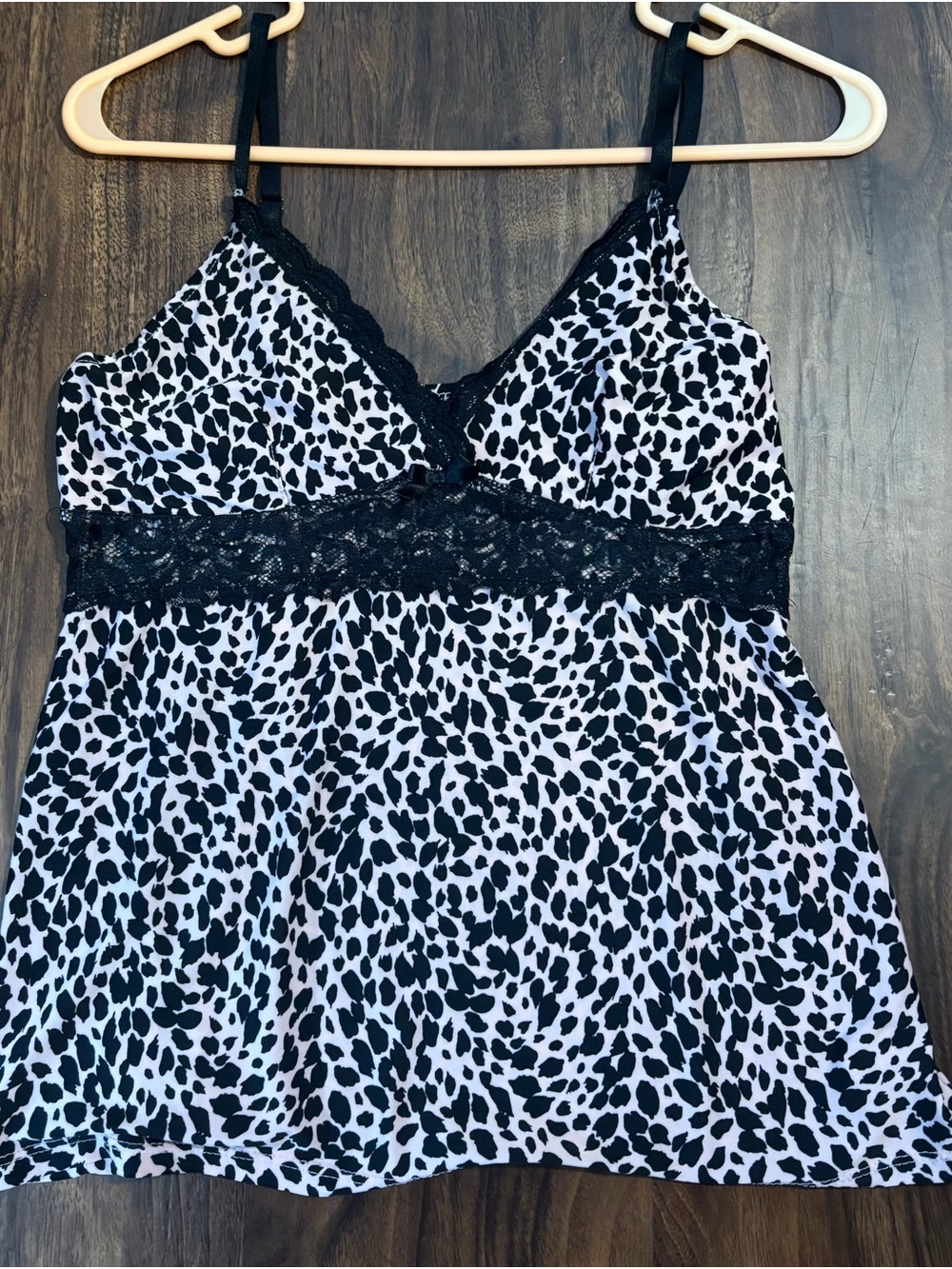 Marilyn Monroe Intimates Pink and Black Leopard Lace-Trim Sleepwear Tank